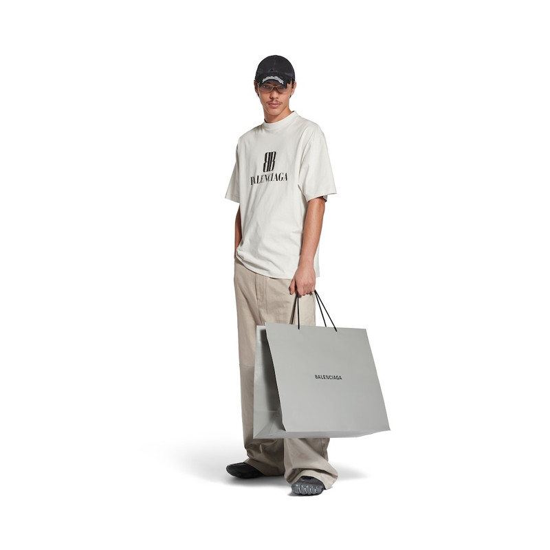 BALENCIAGA Men's Nano Bb T-shirt Medium Fit in Dirty White outlook