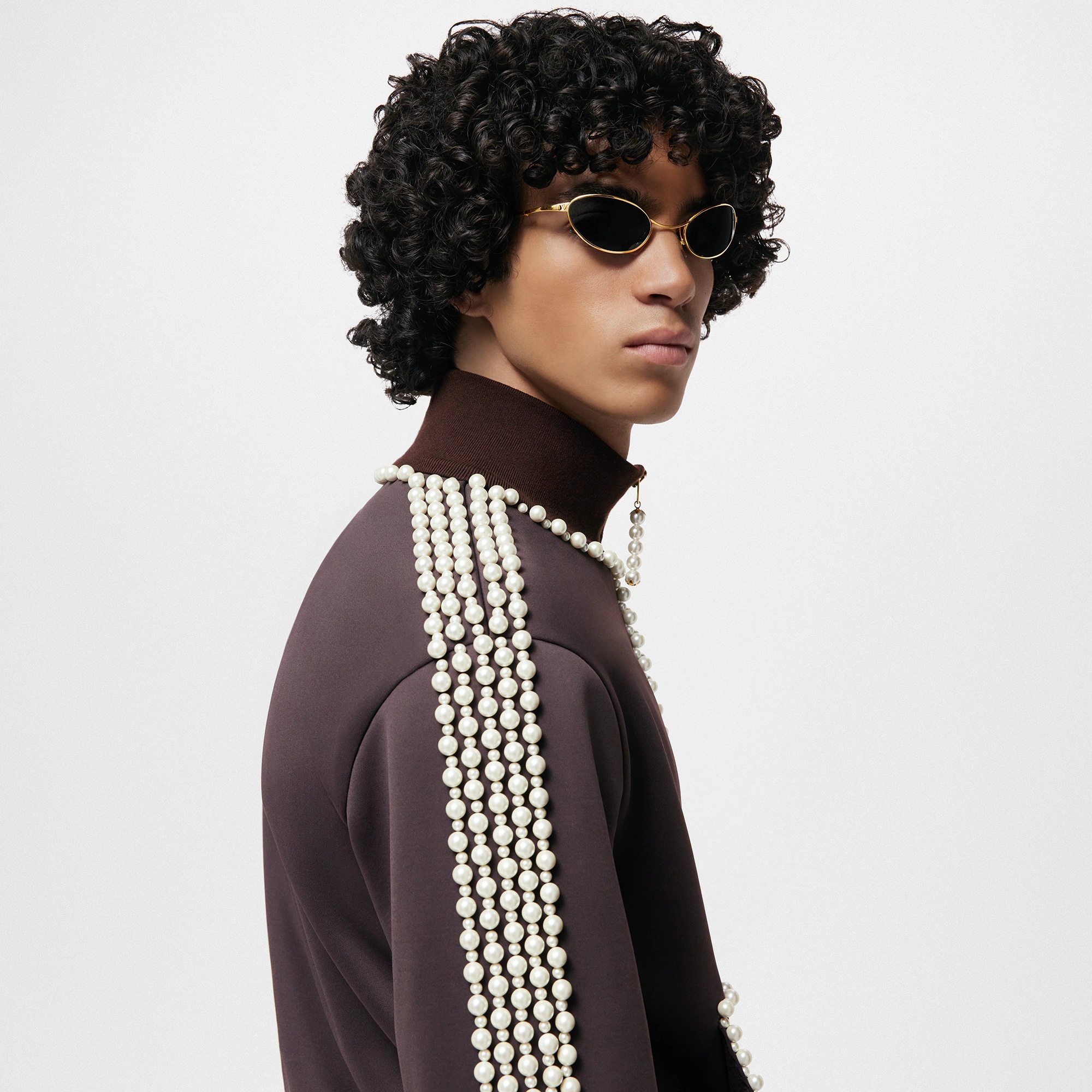 Technical Cotton Track Top Embellished With Pearls - 5