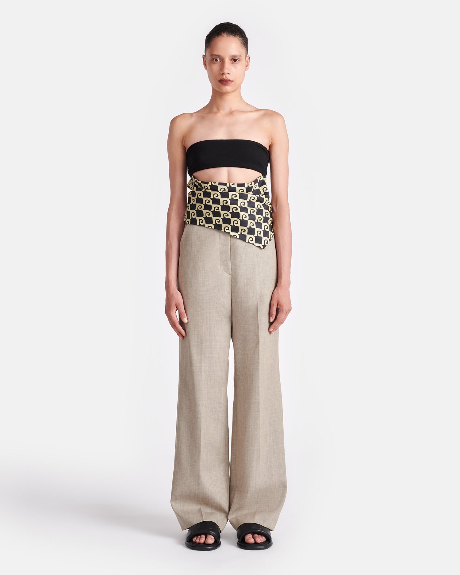Printed Silk And Mesh-Jersey Bandeau Top - 4
