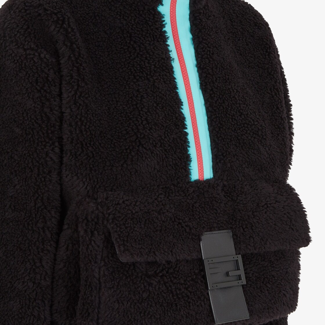 Black teddy-effect wool jacket - 3