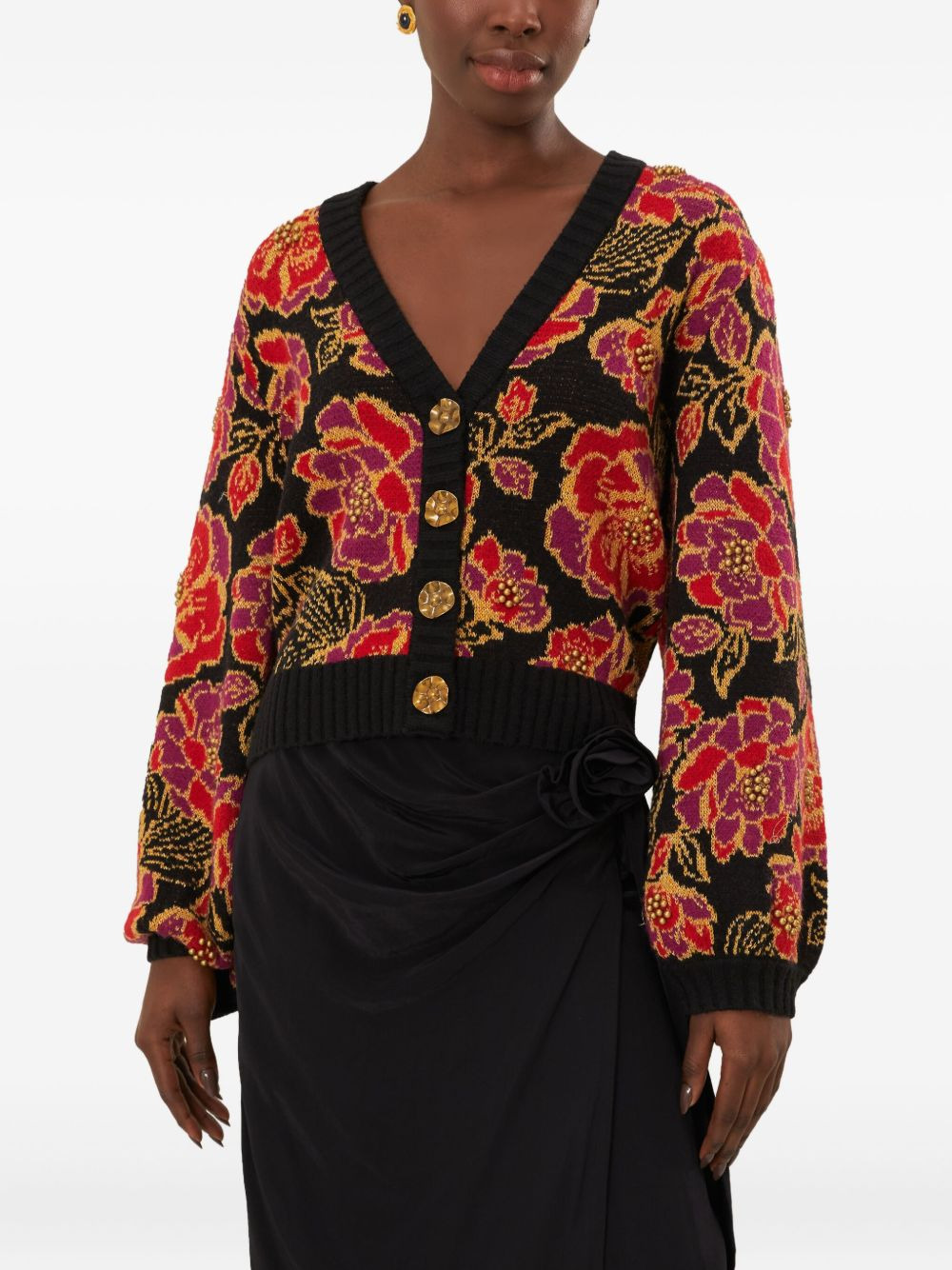 rose-embellished wrap midi skirt - 5