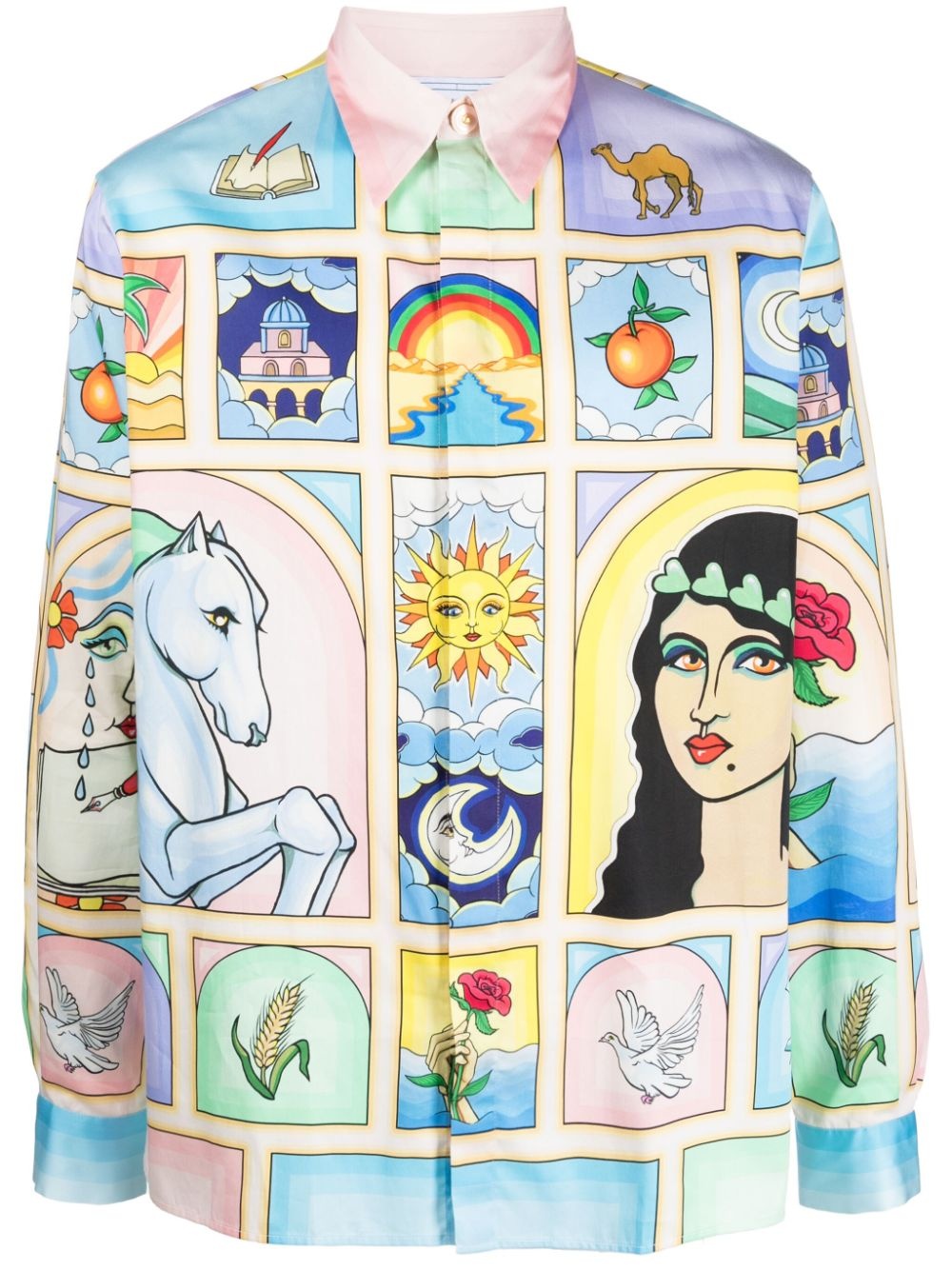 La Fable-print cotton shirt - 1