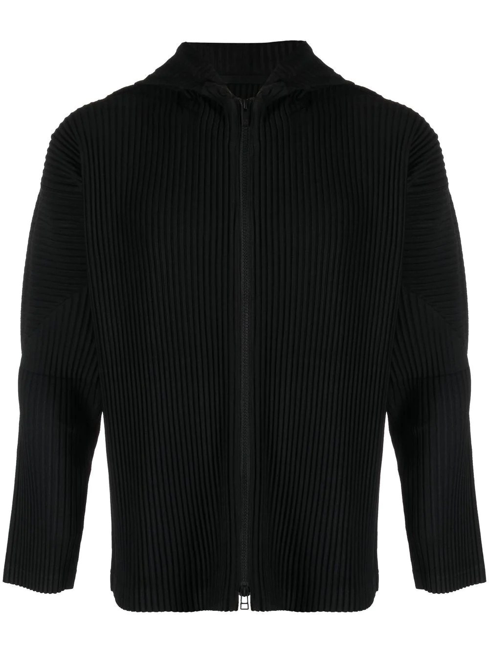 zip-up plissé hoodie - 1