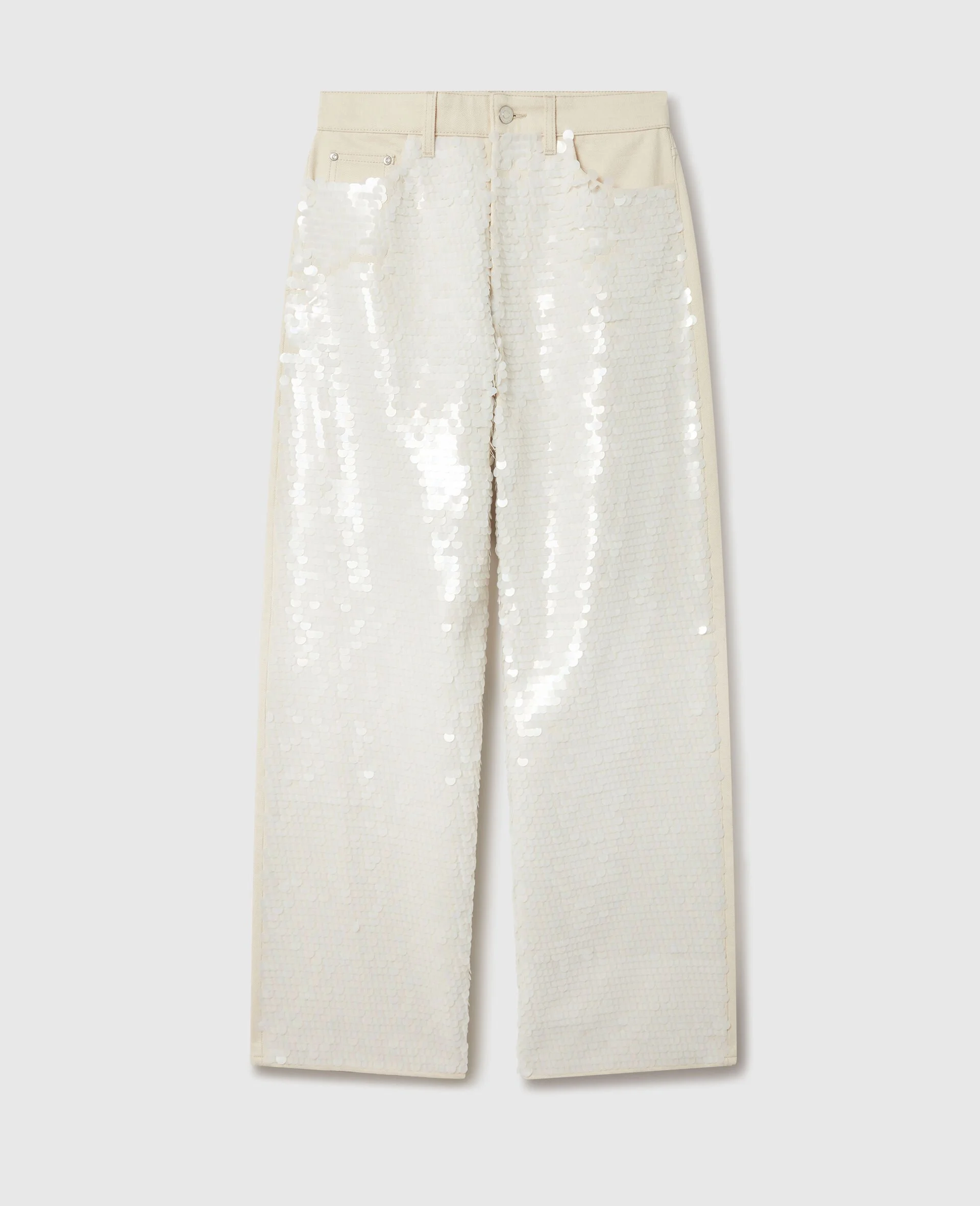 Opalescent Sequin Wide-Leg Jeans - 1