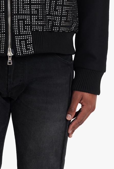 Teddy jacket with embroidered black and silver Balmain monogram - 6