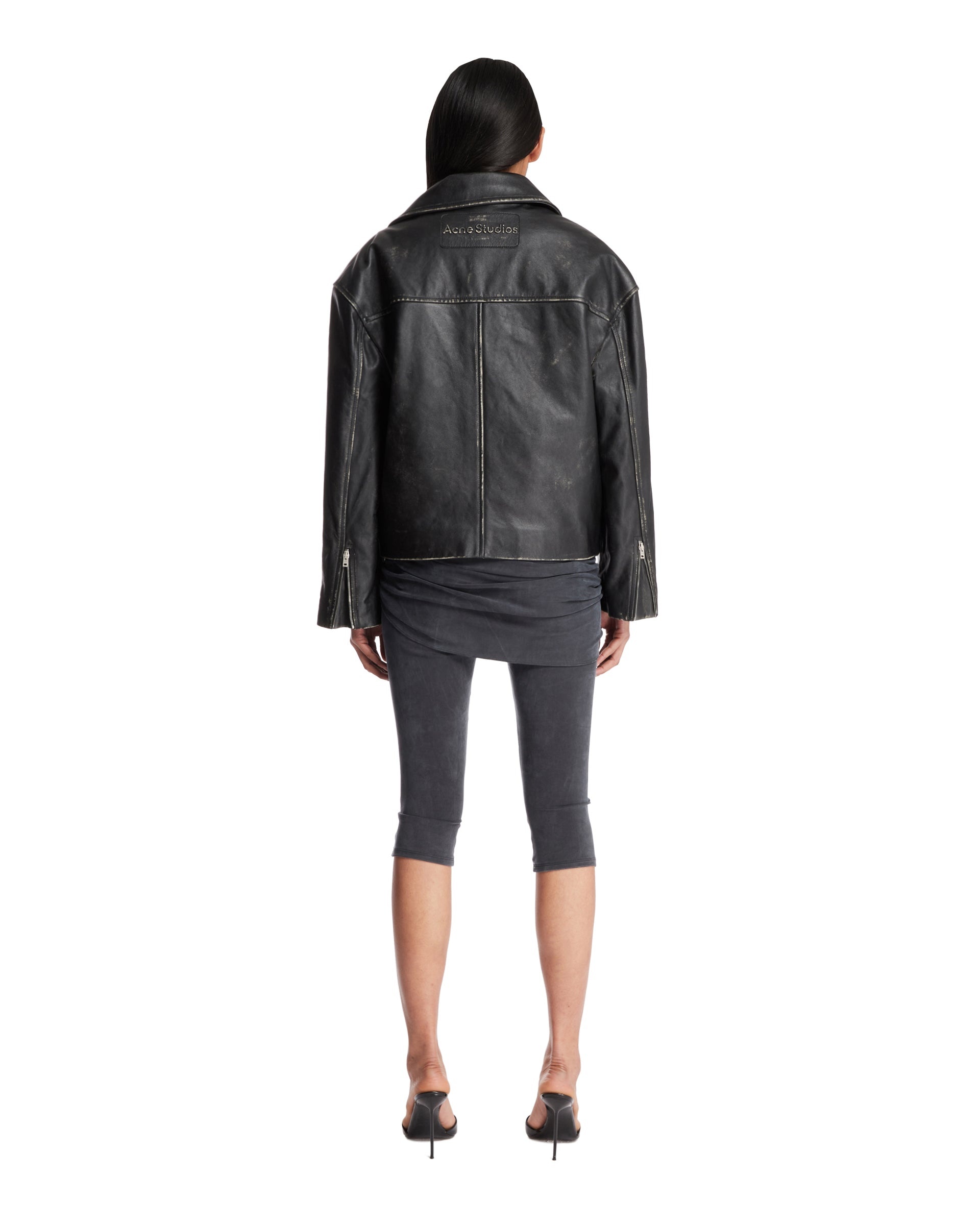 Black Oversized Biker Jacket - 3
