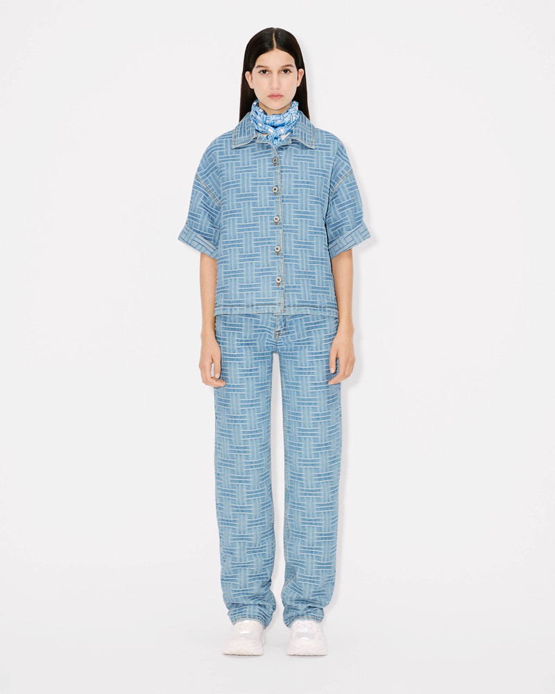 'KENZO Weave' jacquard oversized shirt in japanese denim 5