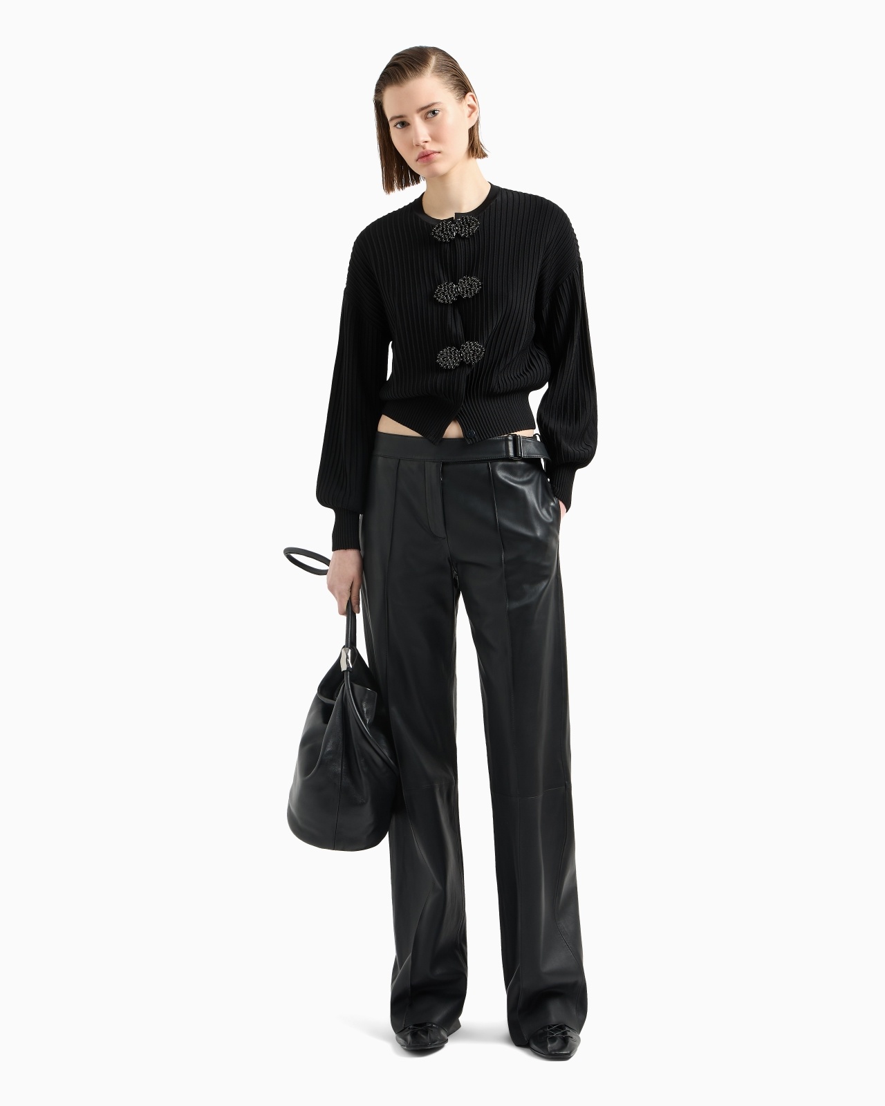 GLOVE-QUALITY LAMBSKIN NAPPA LEATHER PALAZZO TROUSERS - 2