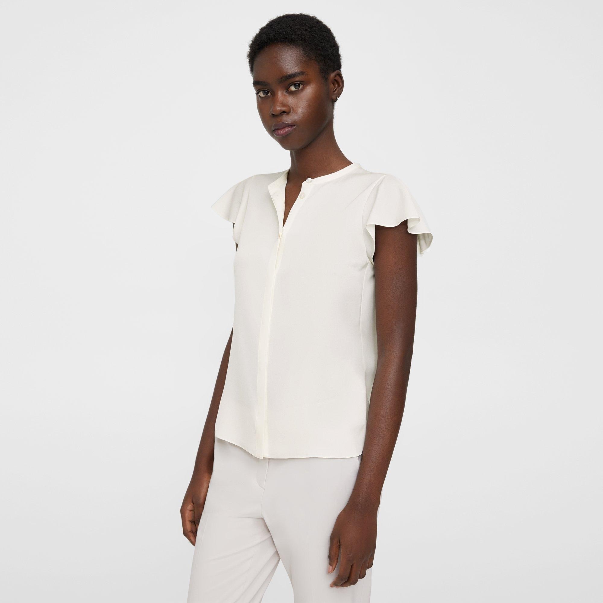 Ruffle Sleeve Top in Silk Georgette - 2