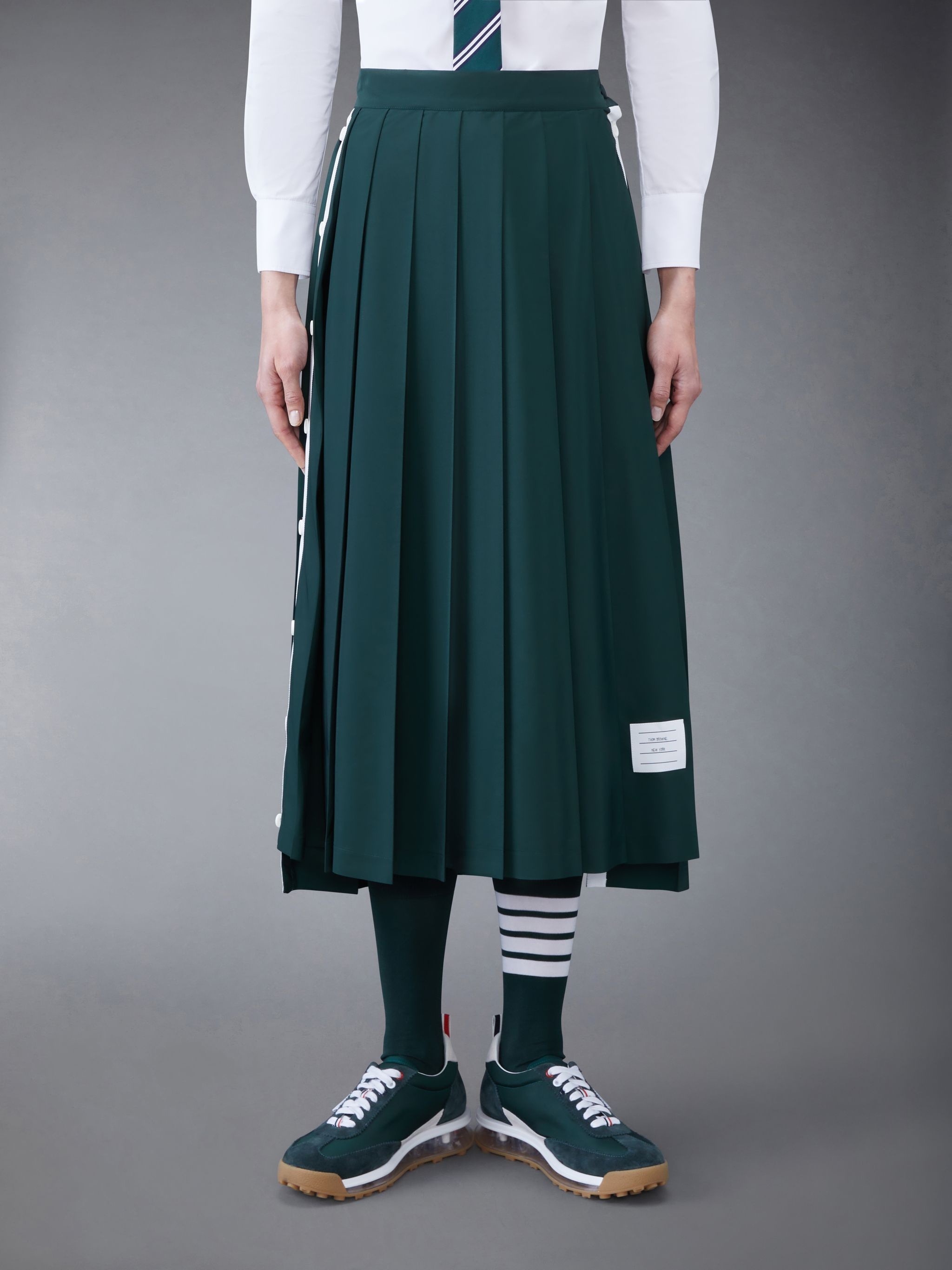 Poly Twill Side Vent Pleated Skirt - 1