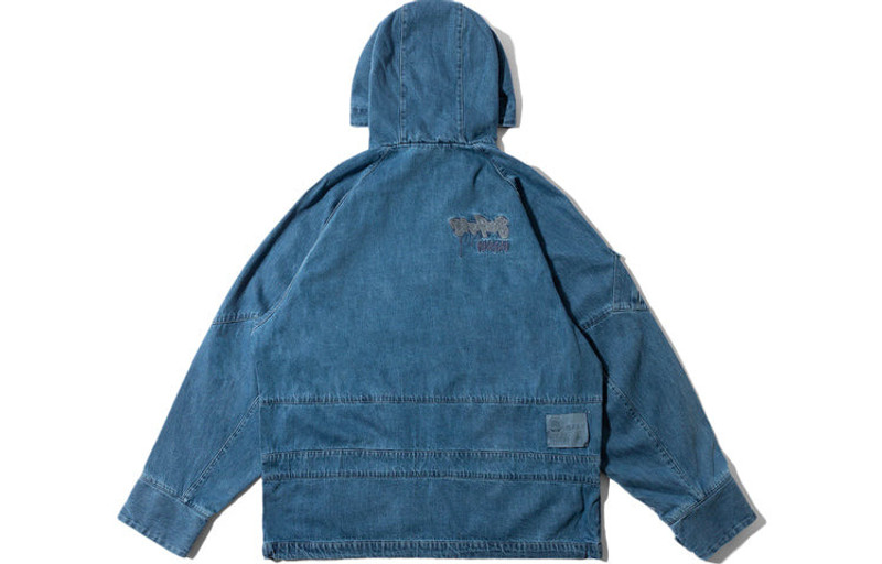 Li-Ning Li-Ning BadFive Logo Half Zip Denim Hooded Jacket 'Indigo' AFDR909-1 outlook