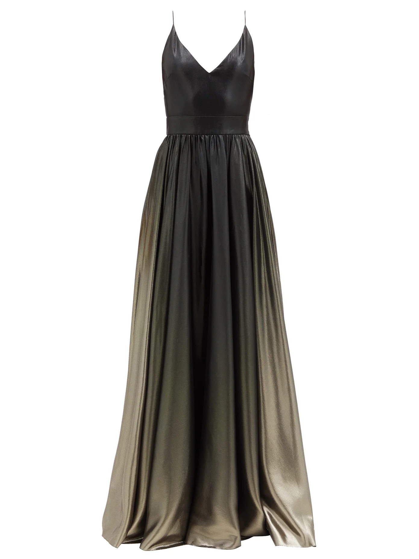 V-neck ombré silk-blend lamé gown - 1