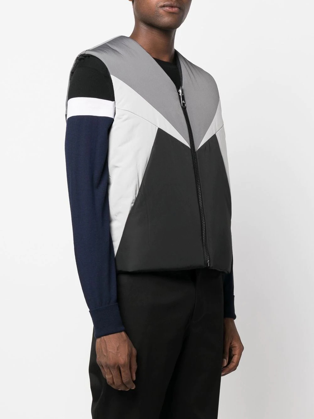 colour-block panel gilet - 3