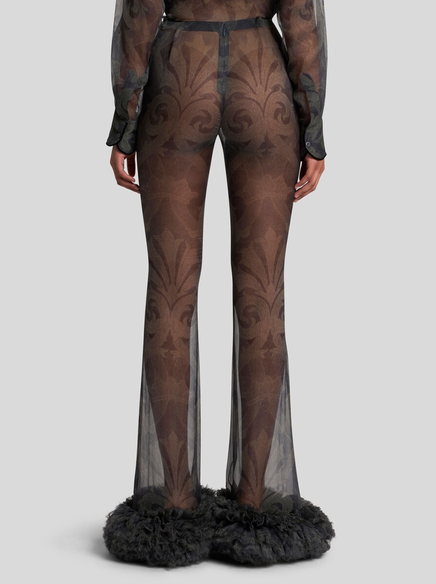 PRINTED SILK TROUSERS WITH RUCHING - 5