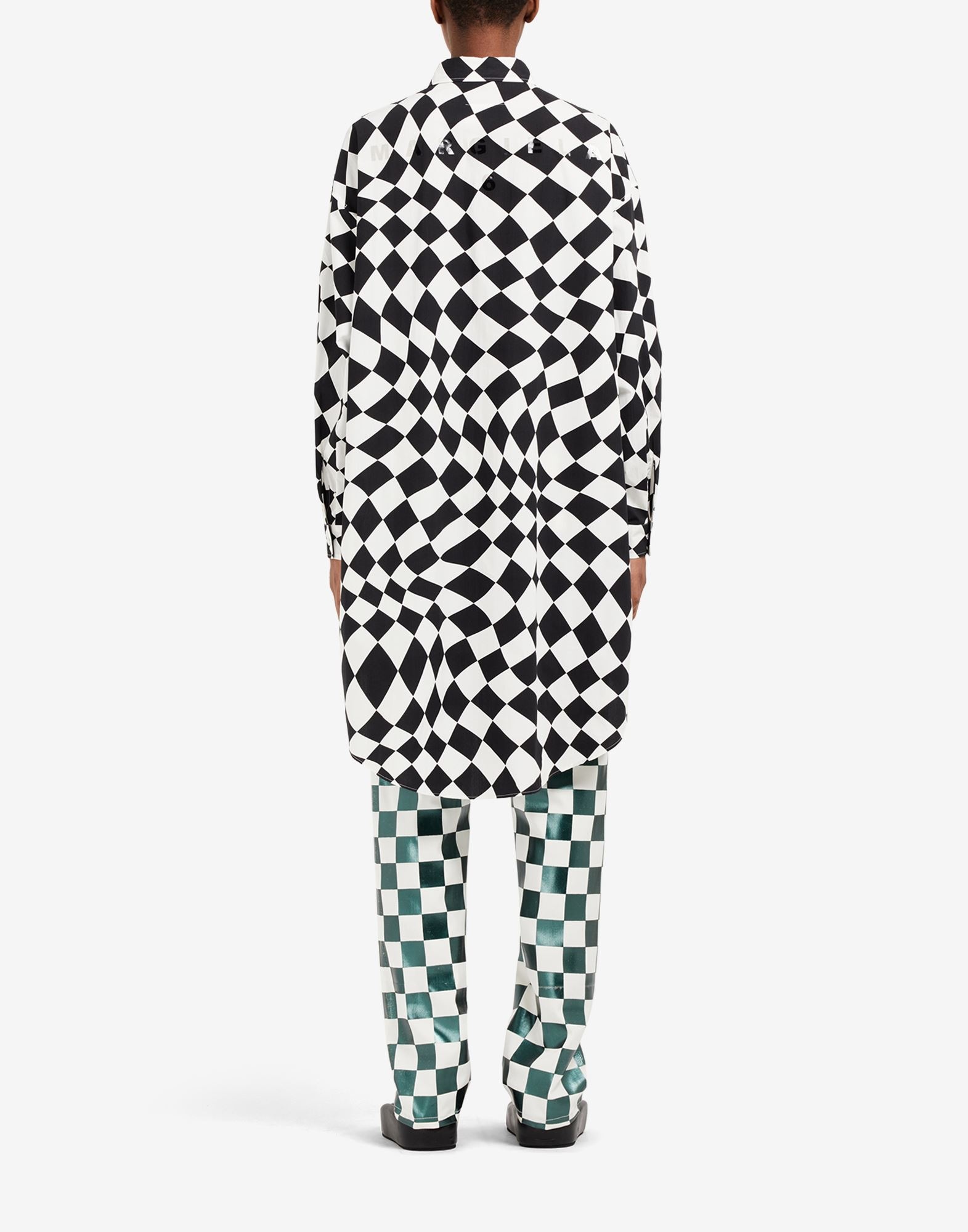 Distorted check print shirt dress - 4