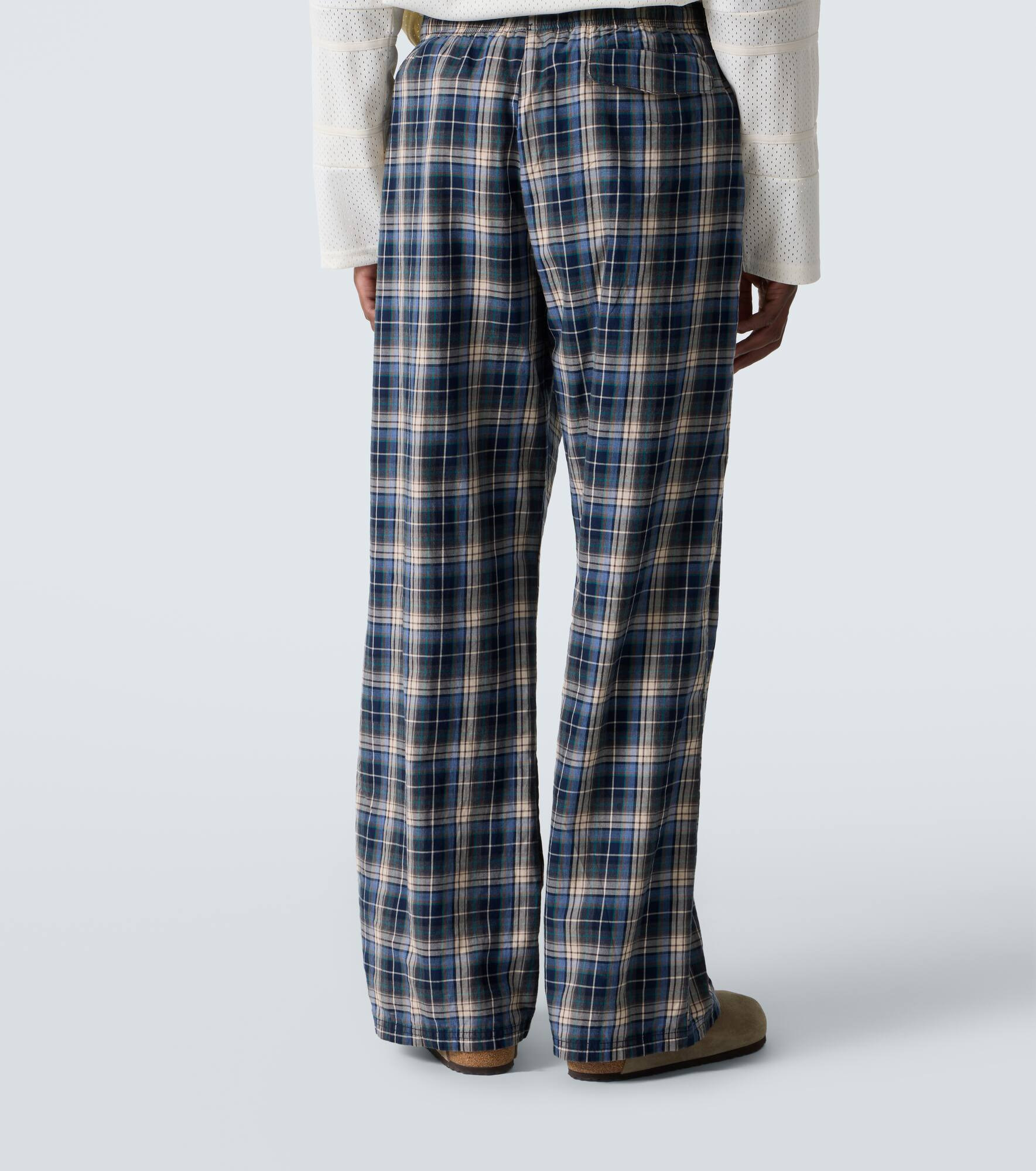 Plaid cotton wide-leg pants - 4
