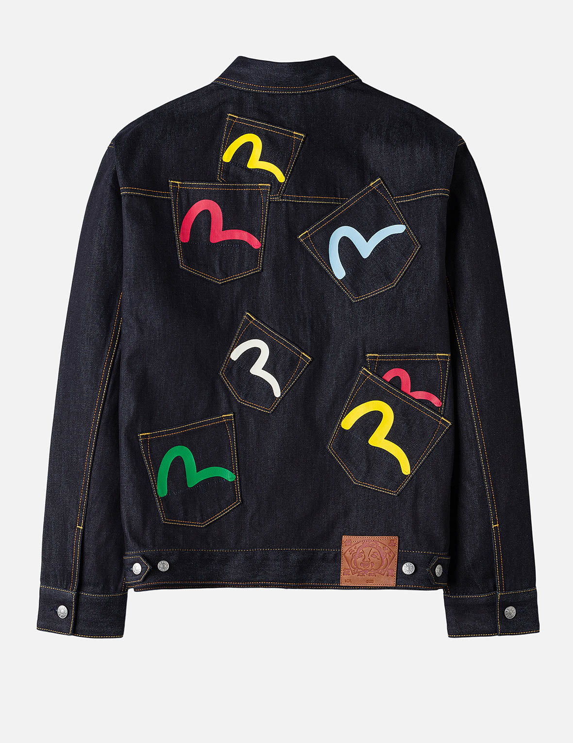 Seagull Print and Multi-Pocket Relax Fit Denim Jacket - 3