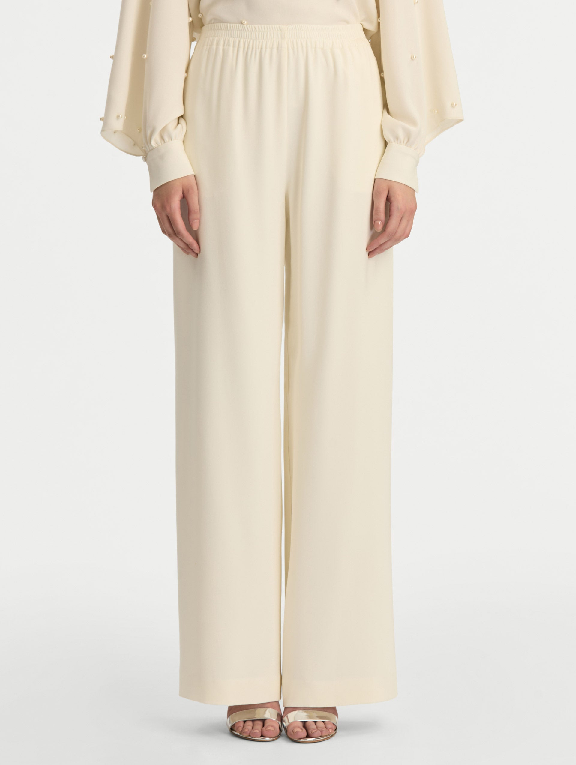 SILK GEORGETTE WIDE LEG PANT - 3