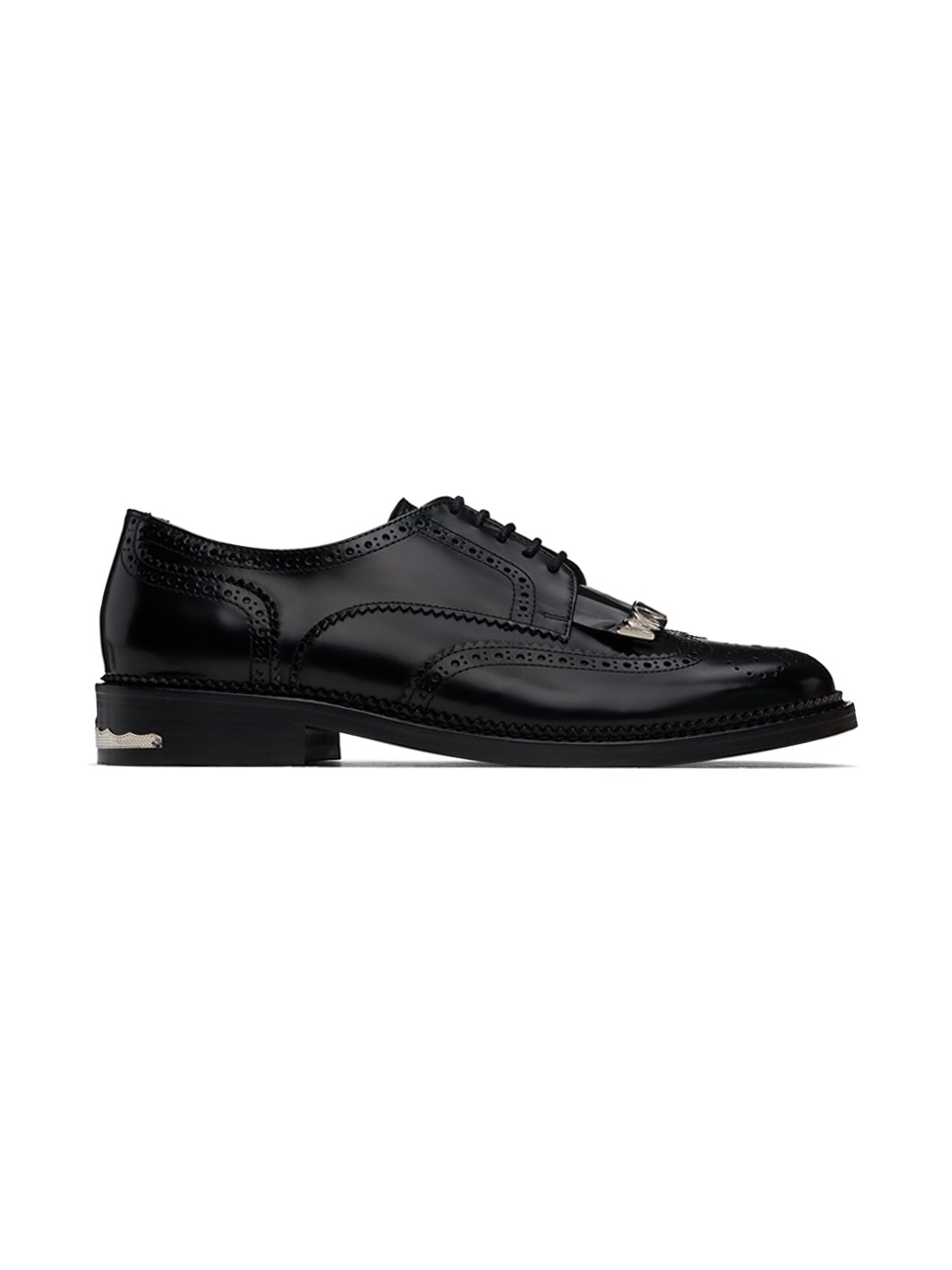 Black Polished Leather Derbys - 1