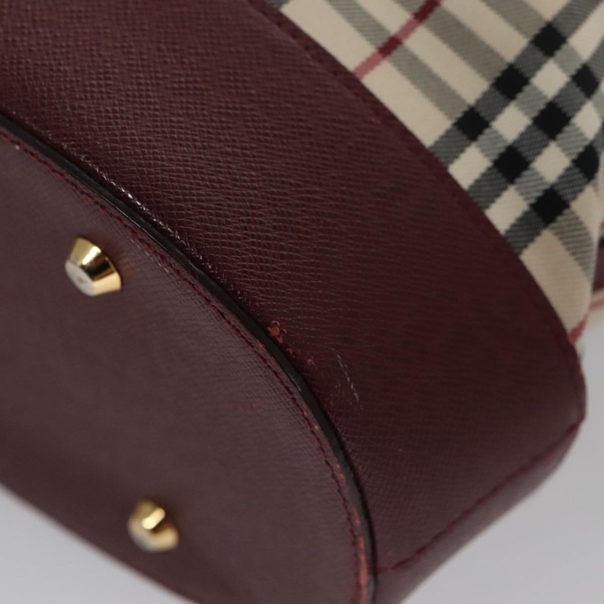 Burberry Nova Check Tote Bag Canvas Leather Gold Beige - 16