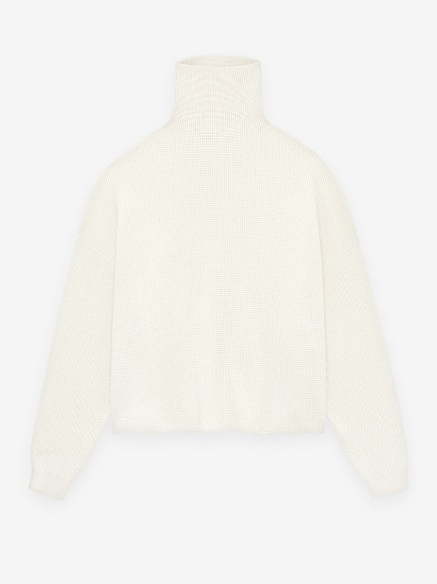 Womens Waffle Turtleneck - 1