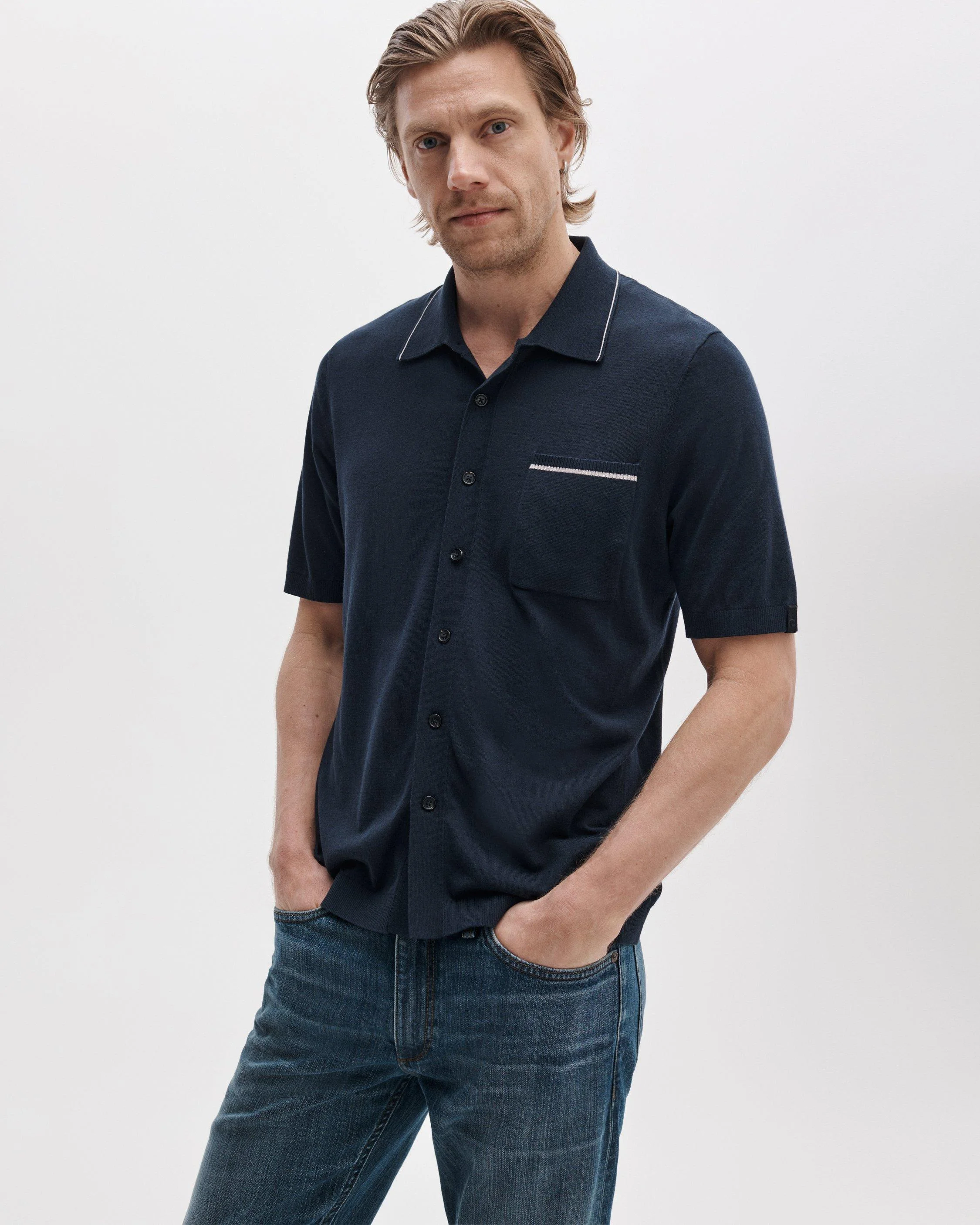 Dalton Silk-Cotton Knit Shirt - 1