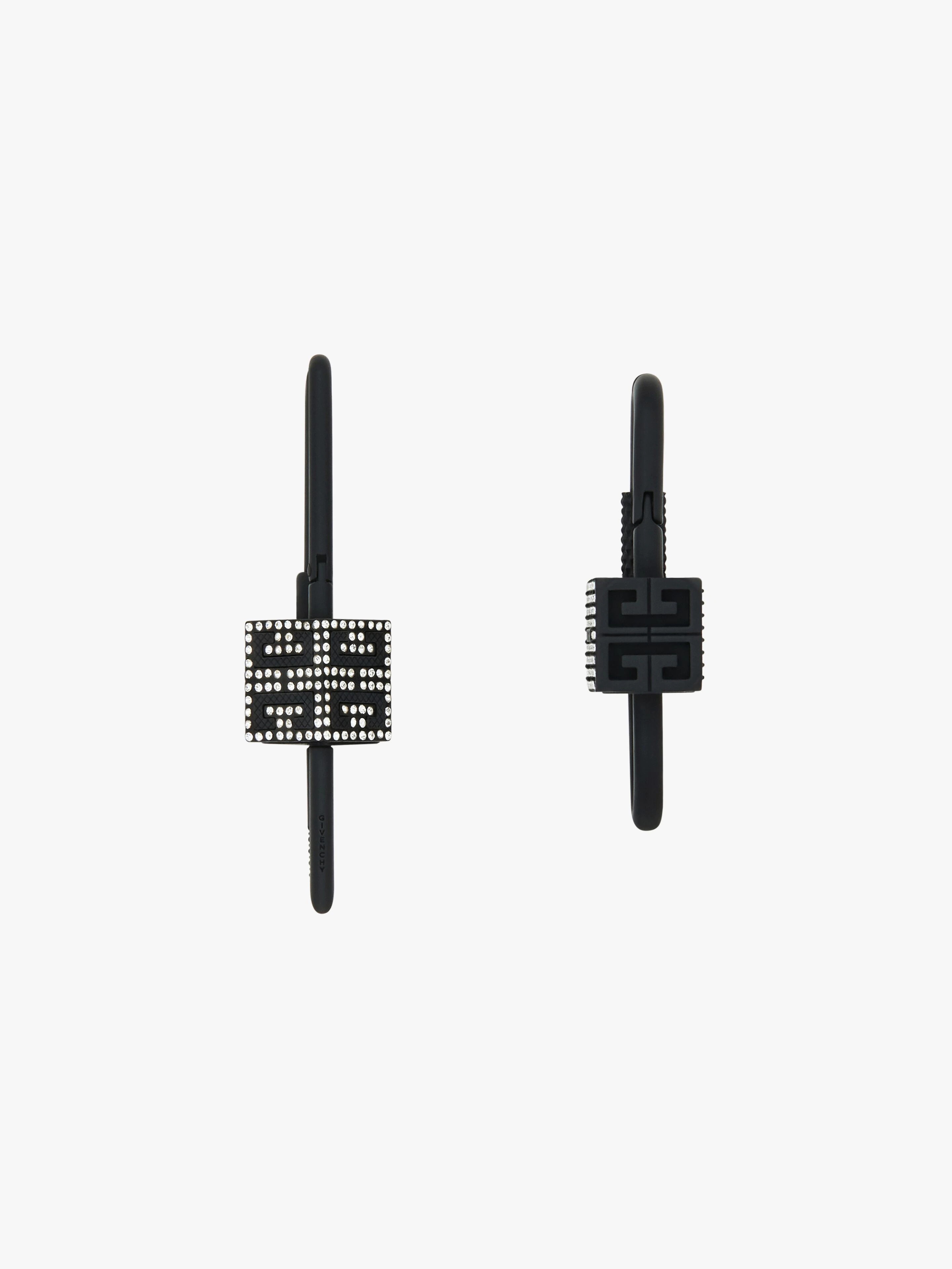 LOCK ASYMETRICAL EARRINGS WITH CRYSTALS - 1