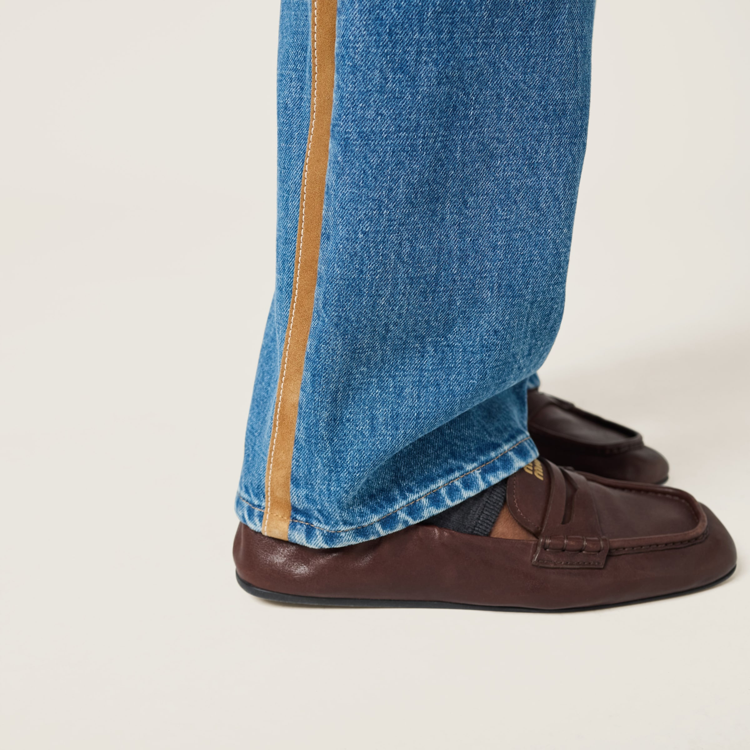 Denim and leather jeans - 5