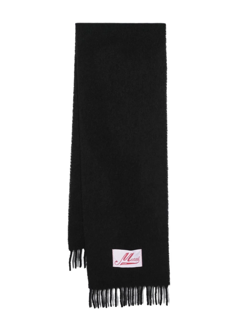 logo-patch knitted scarf - 1