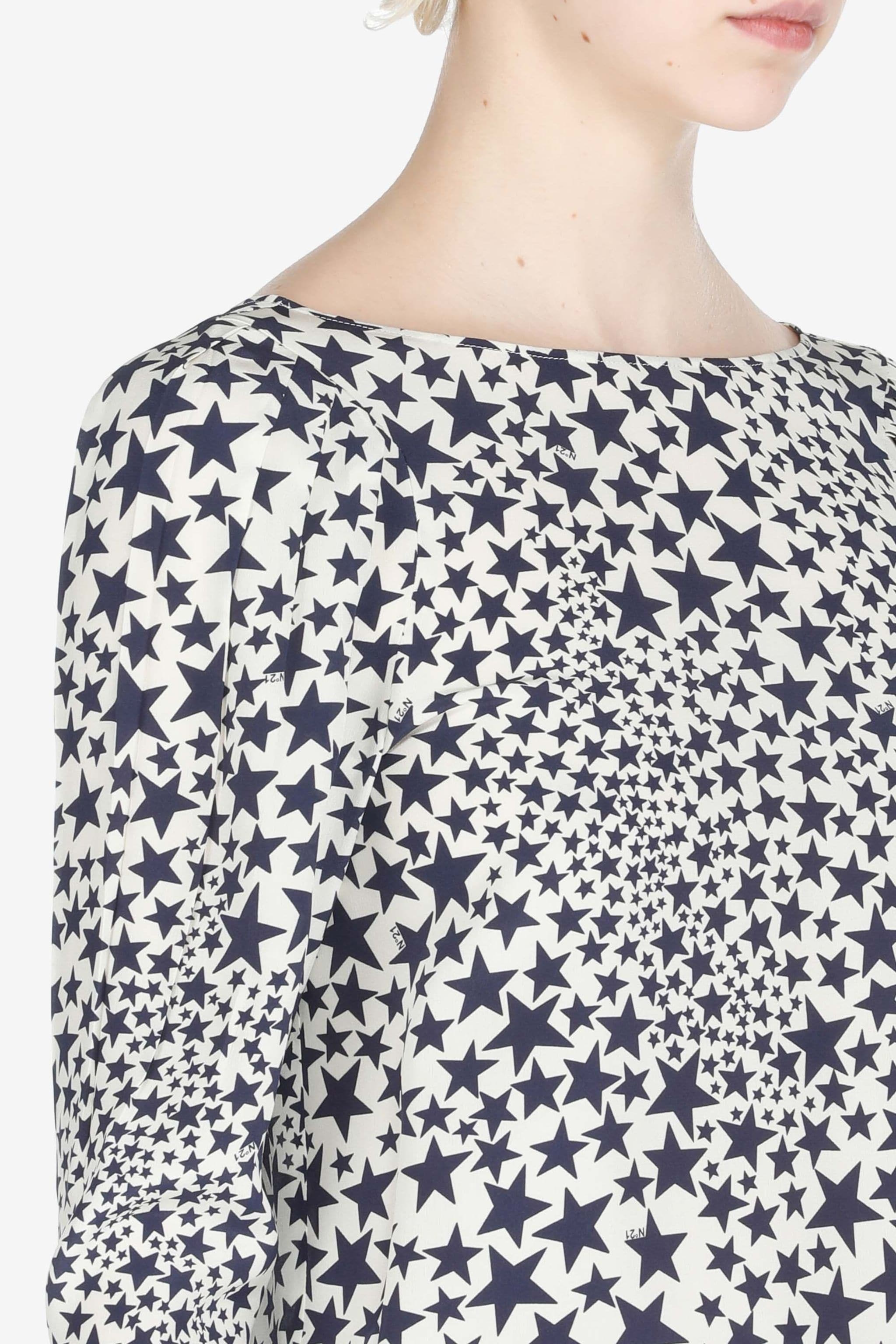 STAR PRINT SILK TOP - 5