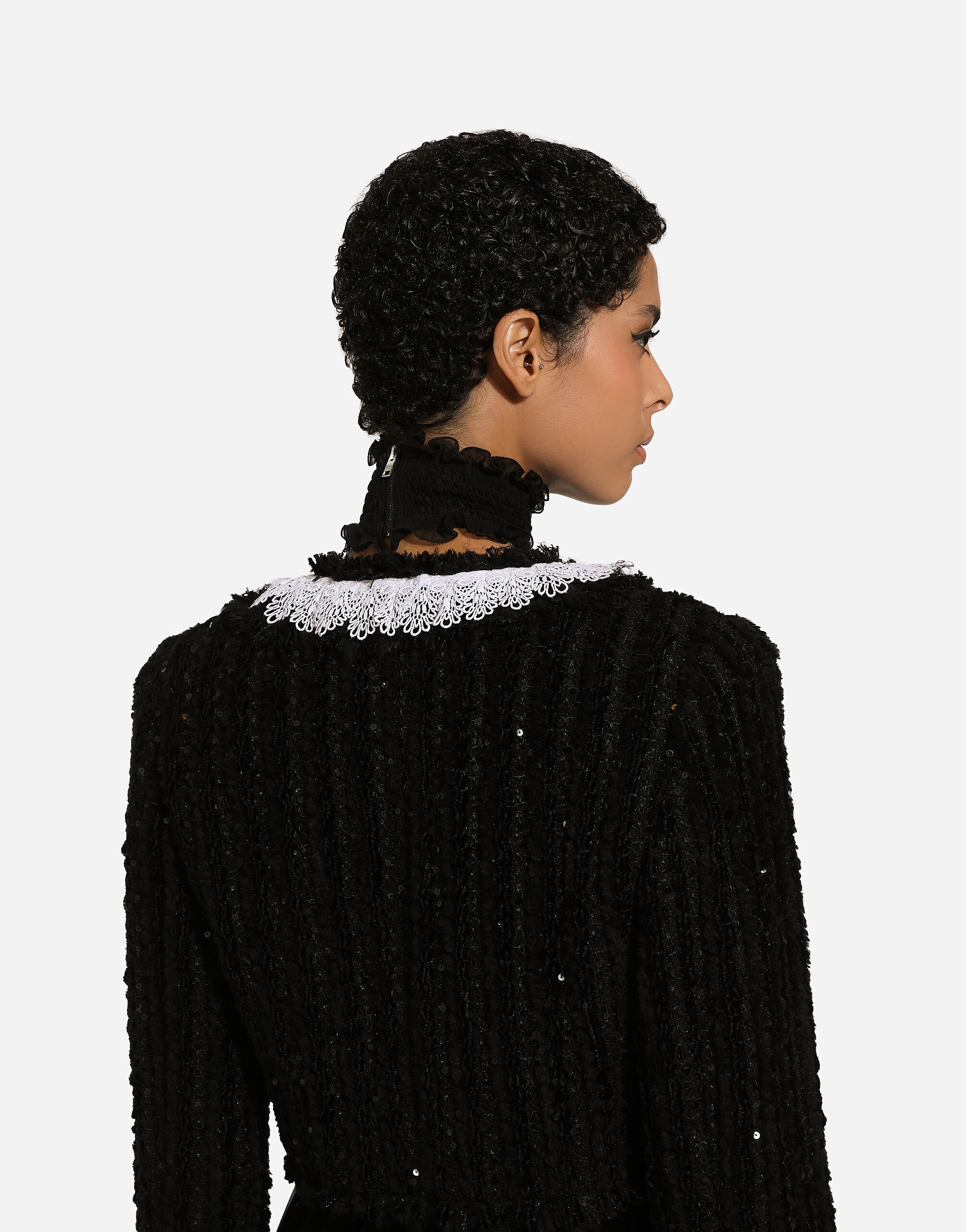 Short tweed jacket with micro-sequin embellishment - 7