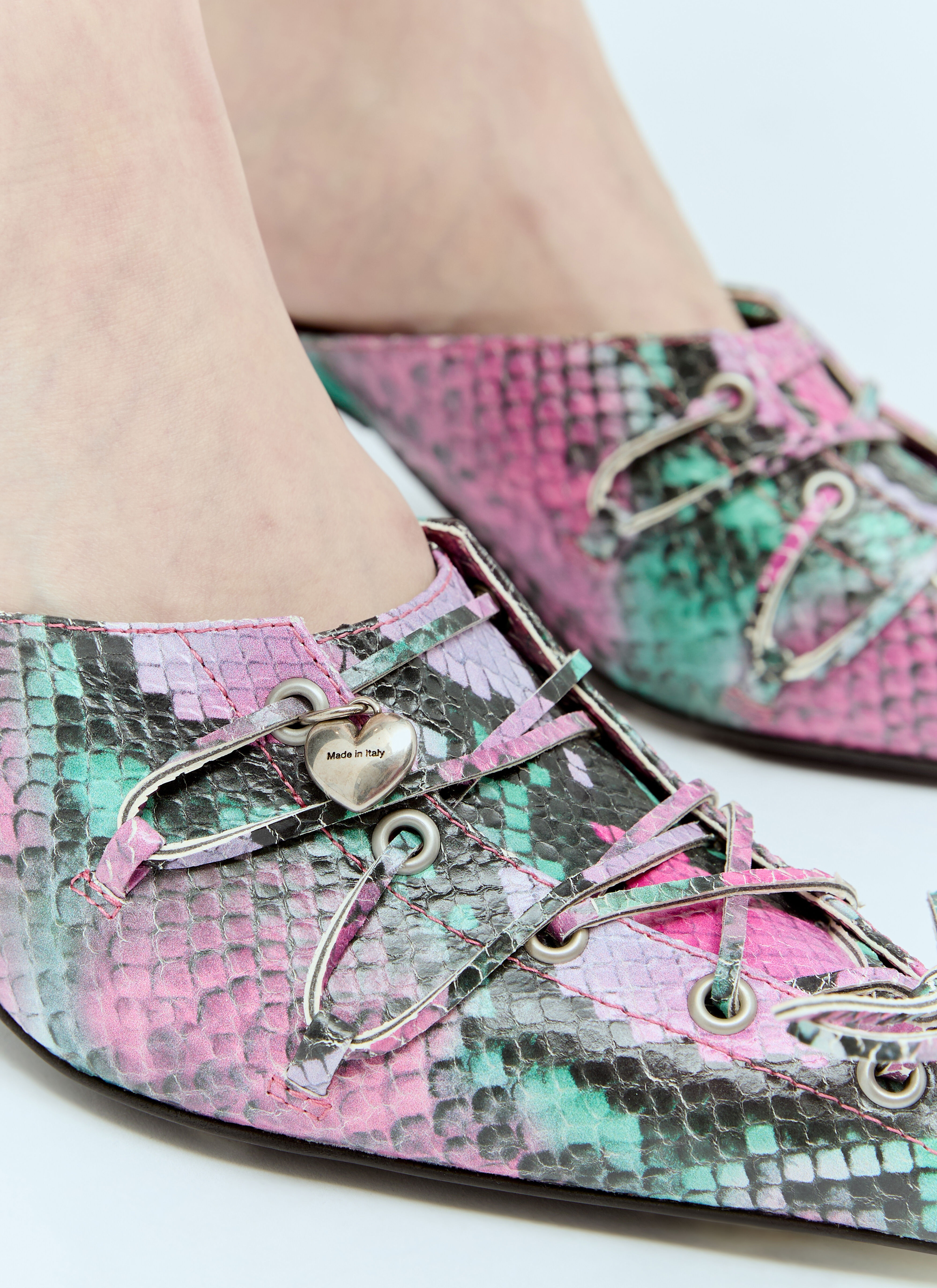 Lace-Up Heeled Mules - 6