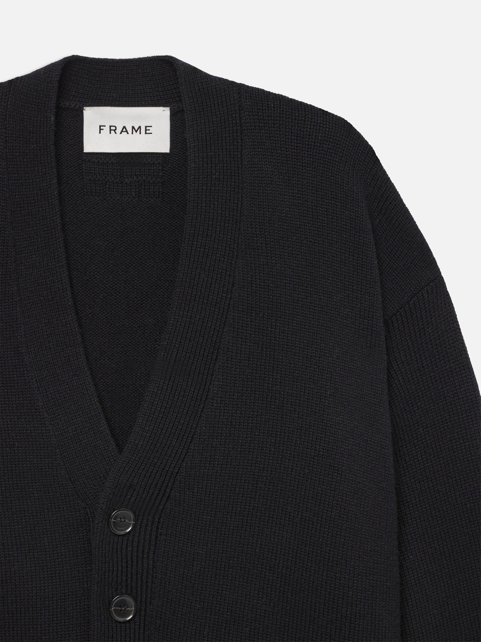 Rib Cardigan in Black - 2