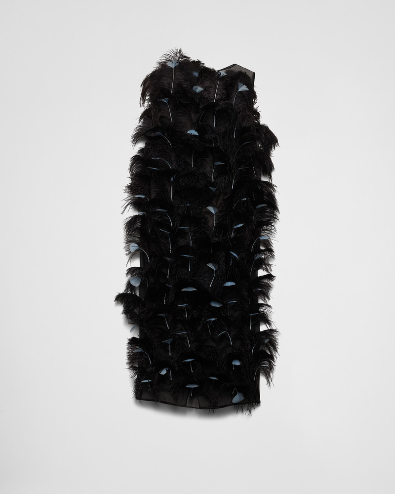 Feather-embellished silk organza dress 1