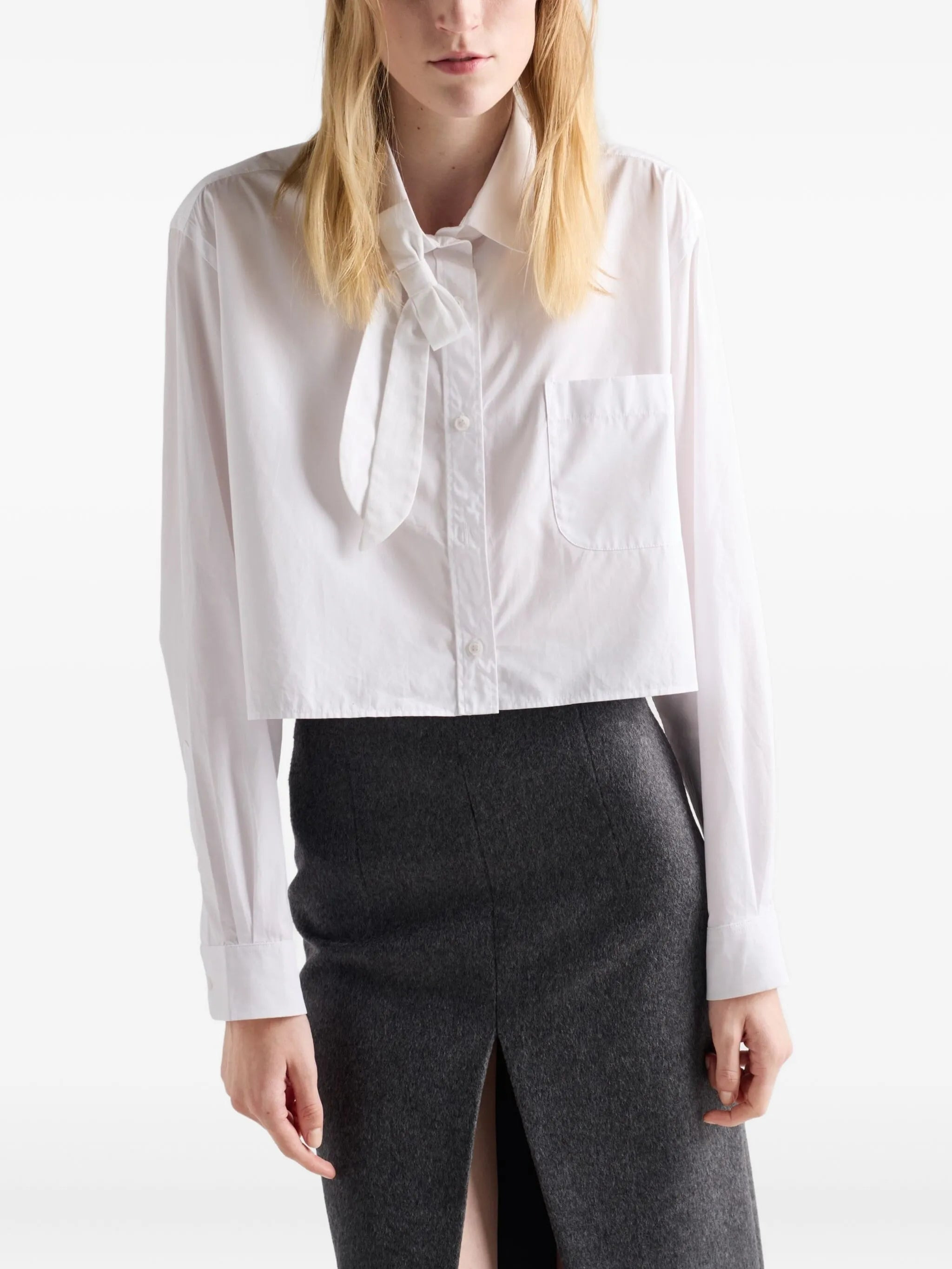bow-collar patch-pocket shirt - 3