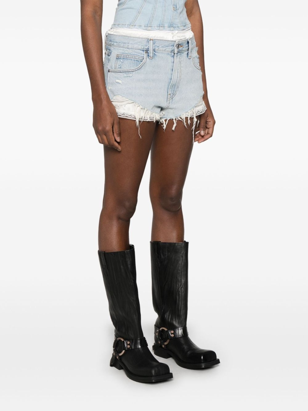 Cutoff silk-layer shorts - 3