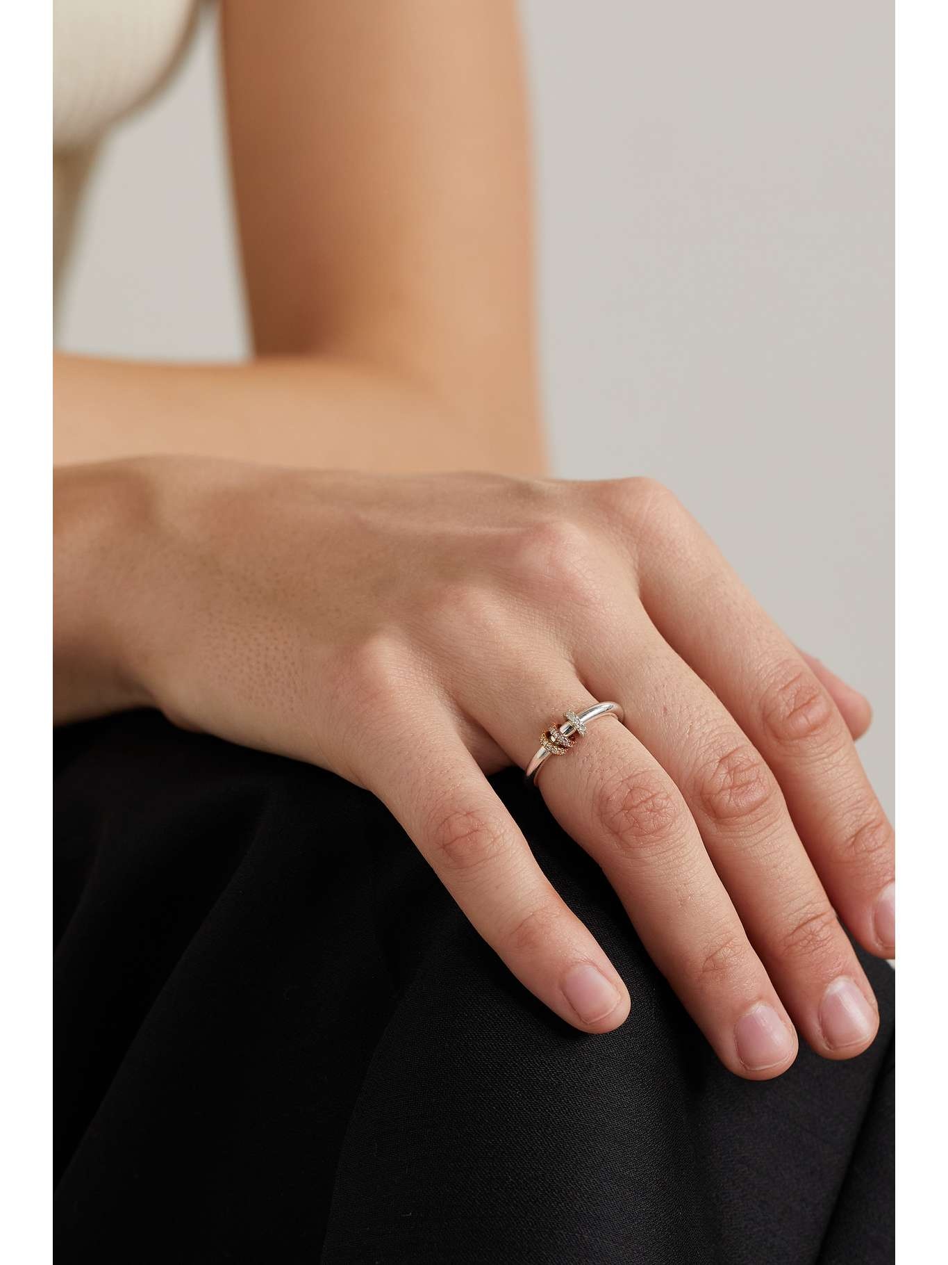 Sirius sterling silver and 18-karat yellow and rose gold diamond ring Silver - 2