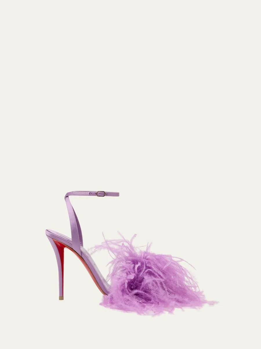 100mm Miss Z Poupi Silk Feather Pumps - 1