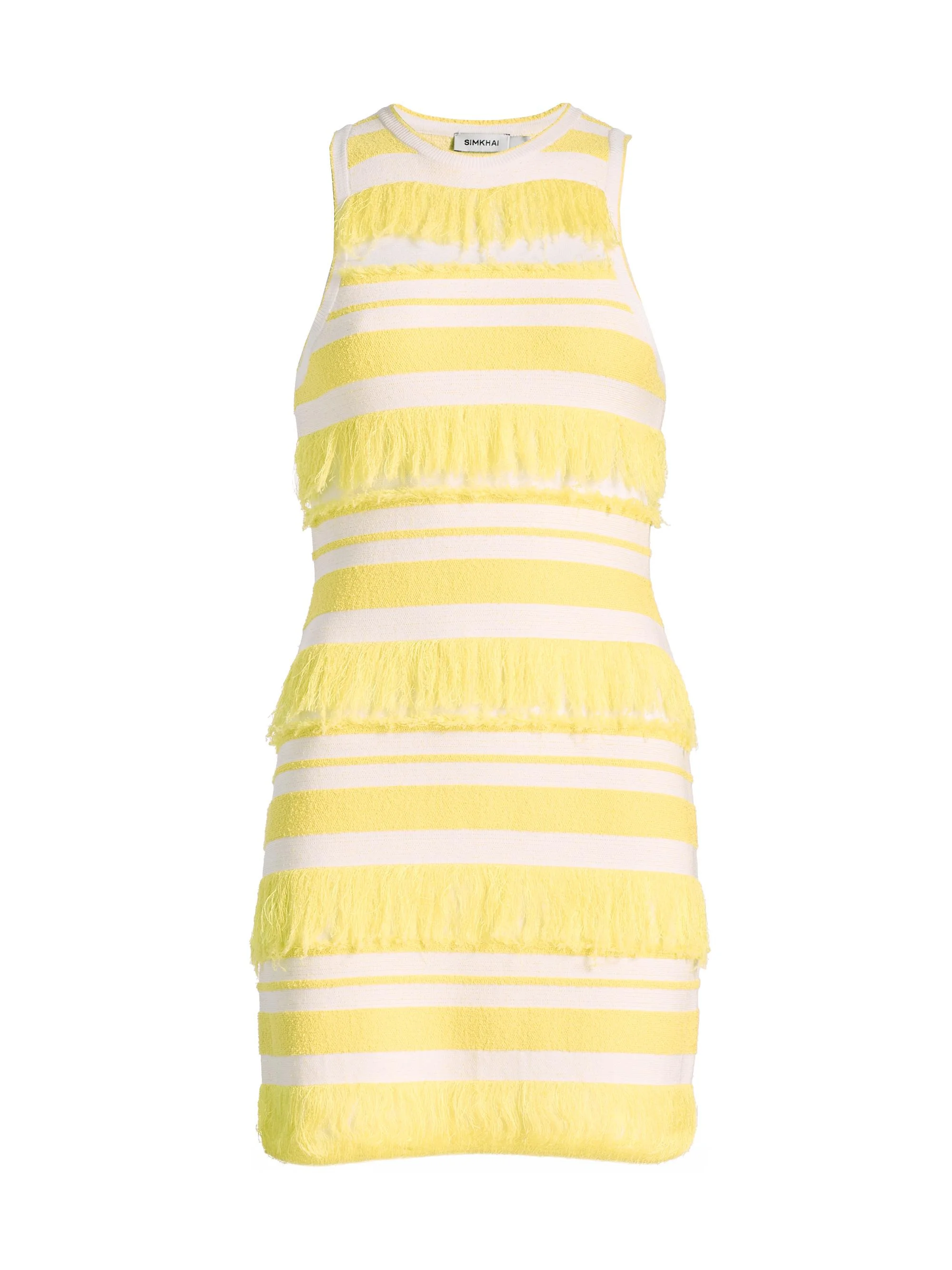 Women's Elly Striped Fringe Knit Minidress - Solar Stripe - 1