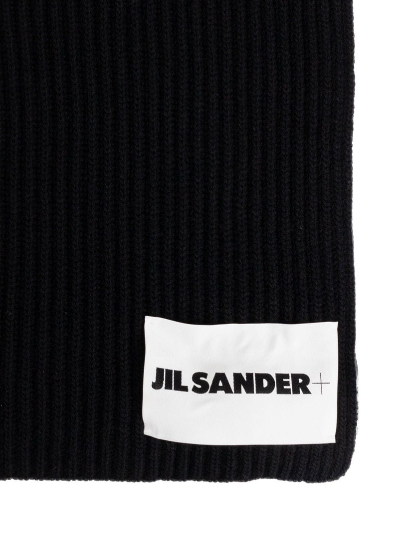 Jil Sander logo-patch wool scarf outlook