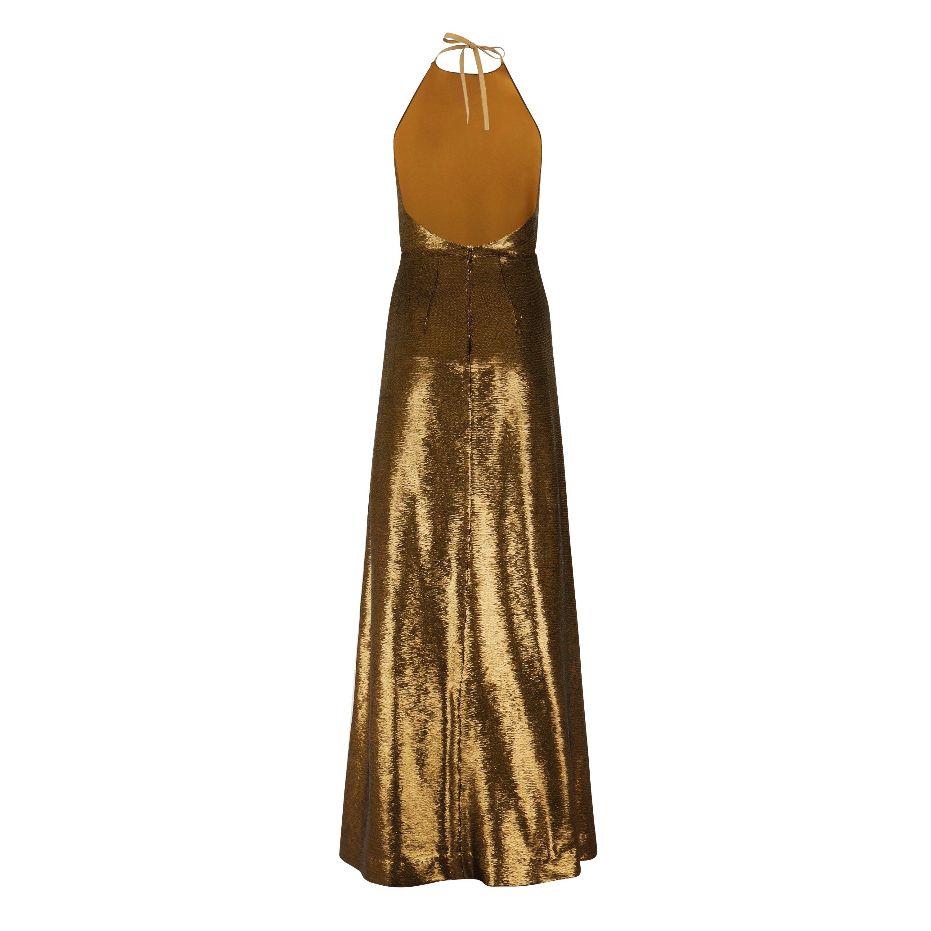 Golden Liquid Sequin Gown - 2