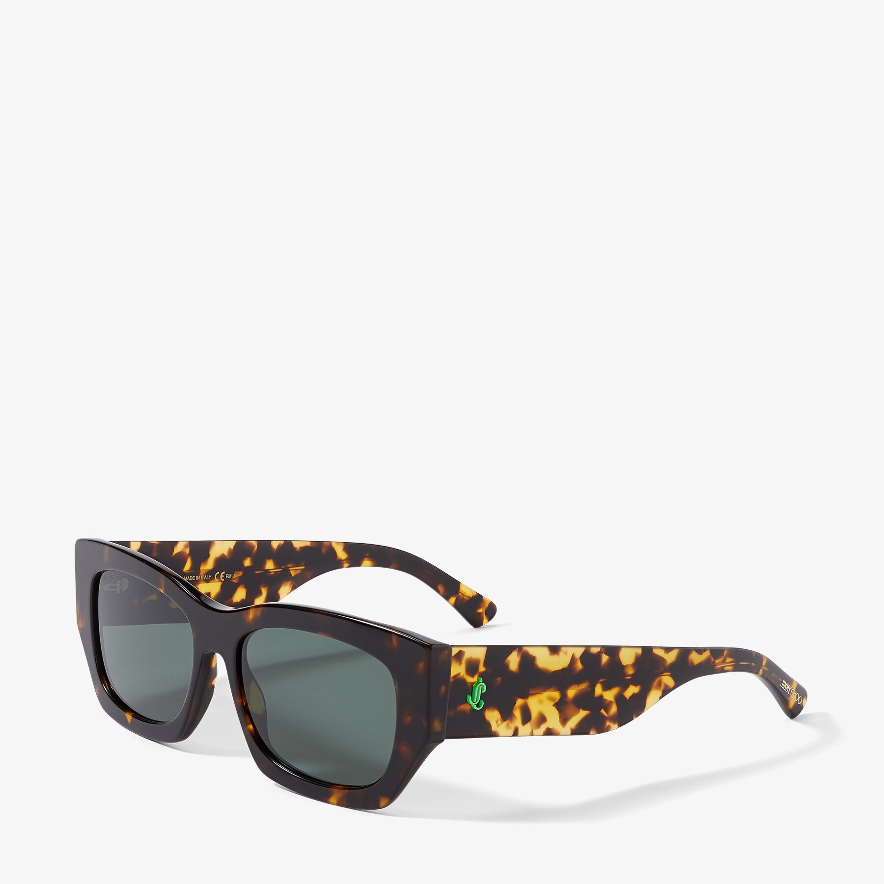 Cami
Dark Havana Square-Frame Sunglasses with Green JC Emblem - 3