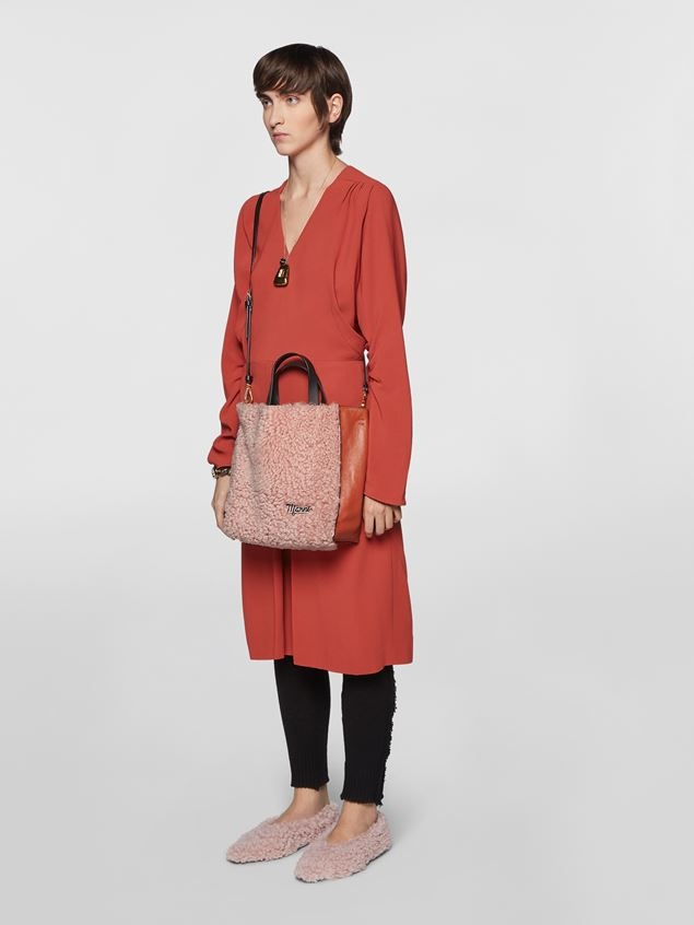 MUSEO SOFT BAG IN SHEARLING AND CALFSKIN WITH EMBROIDERED LOGO - 2