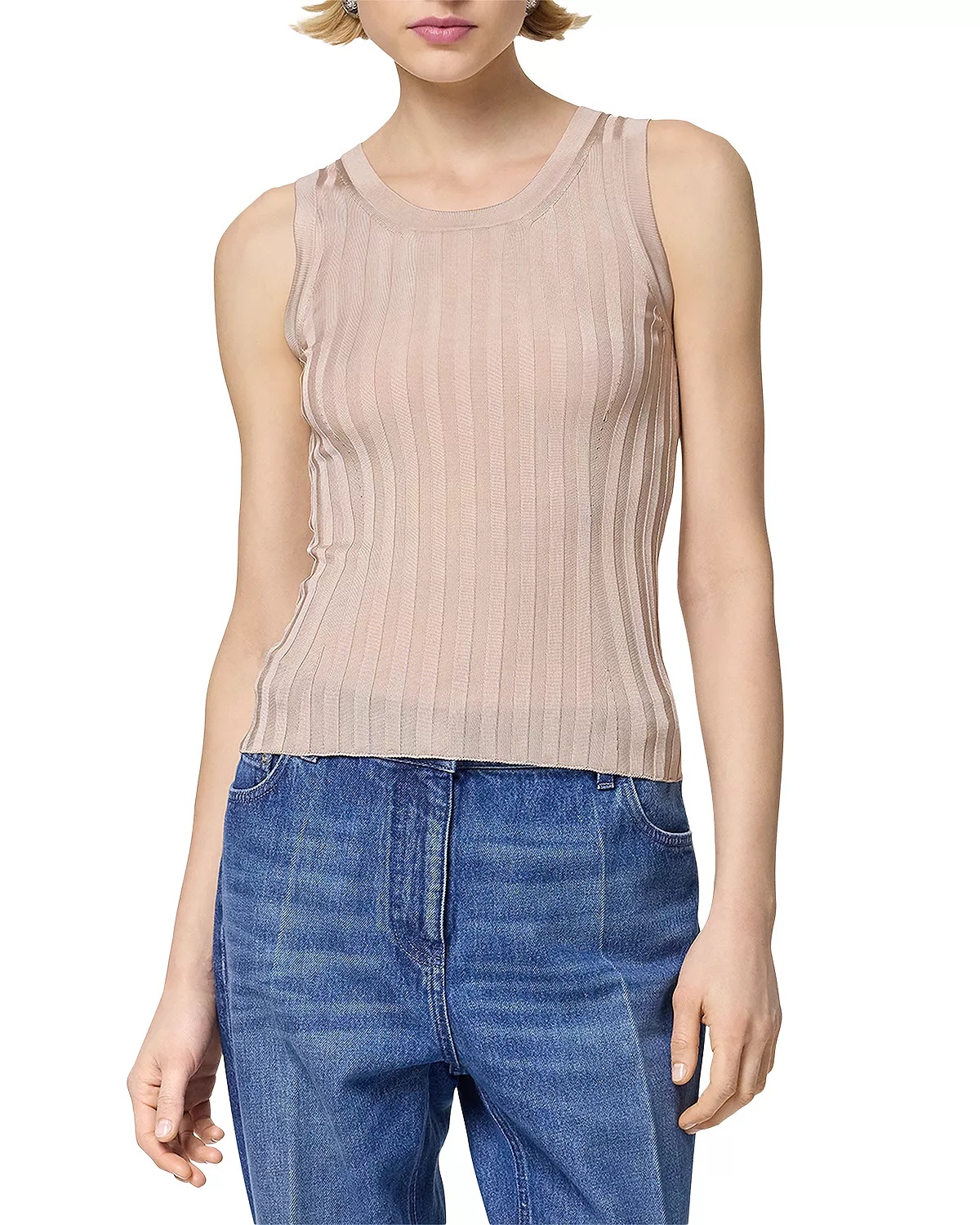 Fine Ribbed Semi Sheer Top - 1