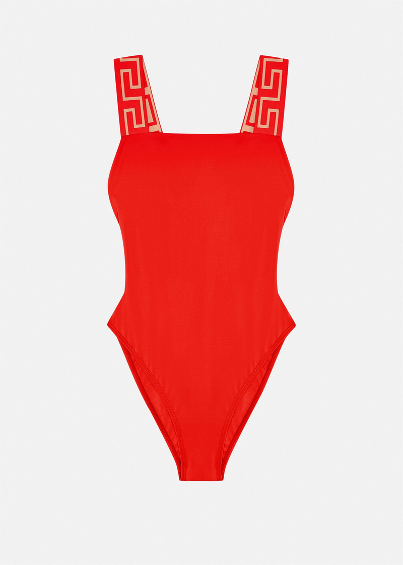 Greca Border One-Piece Swimsuit - 1