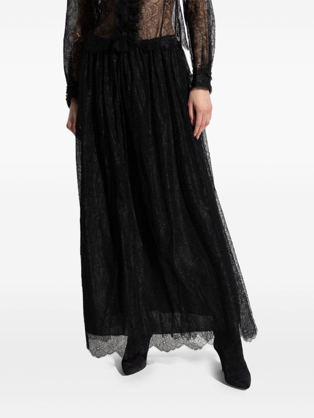 lace-detailing midi skirt - 3