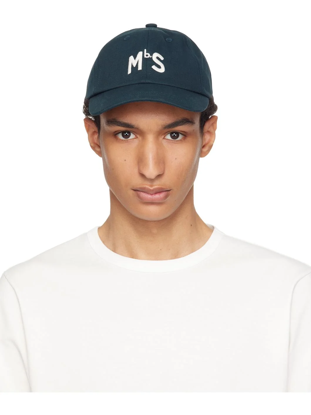 Navy 'MbS' Logo Cotton Twill Cap - 1