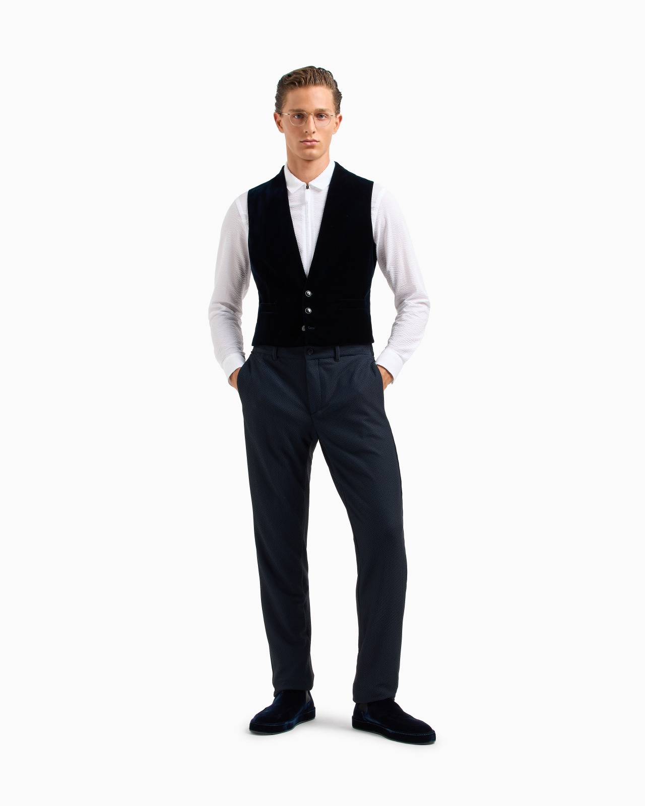 Slim-fit cotton seersucker shirt with zip - 2