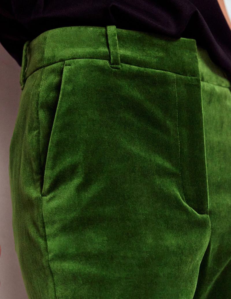 Canonbury Velvet Pants-Green Fir 3