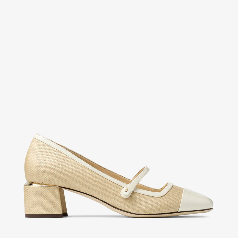 Elisa 45 Latte/Natural Raffia Pumps - 1